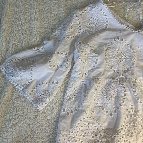 Charlie B Eyelet Peplum Top Women's‎ XL White Babydoll Peasant Cotton lace Boho - Picture 4 of 12